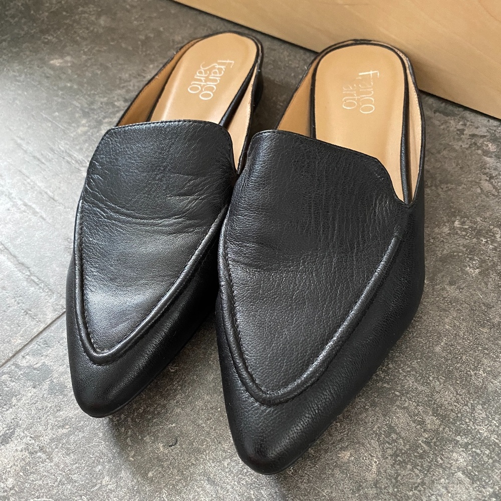 Franco Sarto Sela Mule Black Leather Flat 10